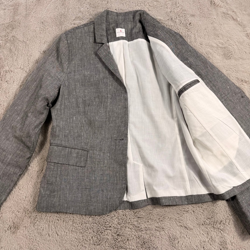 Promod Women's Linen Blazer 12 Gray Business Career Jacket‎ Office Professional